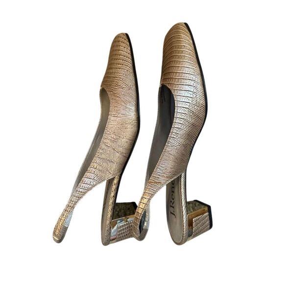 J. Renée Women's Gold Slingback Heels Elegant Woven Pattern Formal Size 8.5 - Picture 5 of 6